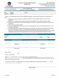 Domestic Partnership Registry Application - City of Cleveland, Ohio, Page 3