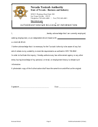 Form TA125 Application for Renewal of Taxicab Driver&#039;s Permit - Nevada, Page 5