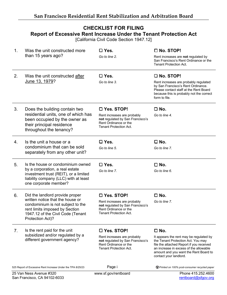 Rent Report.pdf City and County San Francisco, California Report of Excessive Rent ...