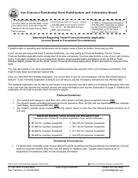 Form 524B Tenant Financial Hardship Application (Income Based or Exceptional Circumstances) - City and County San Francisco, California