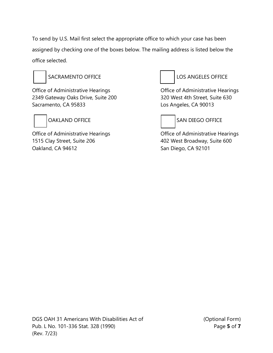 Form DGS OAH31 Request for Accommodation - California, Page 5