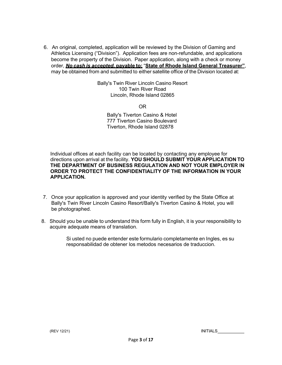 Operations Employee Application - Rhode Island, Page 3