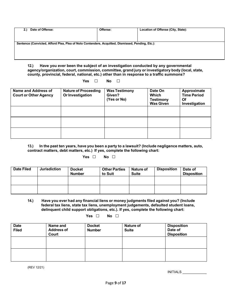 Operations Employee Application - Rhode Island, Page 9