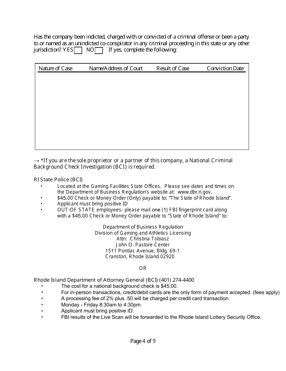 Vendor Application - Rhode Island, Page 4