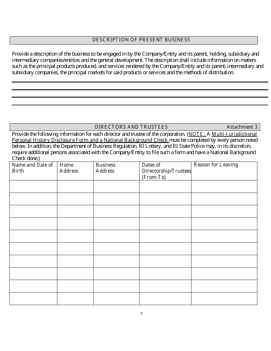 Gaming Vendor Application - Rhode Island, Page 7