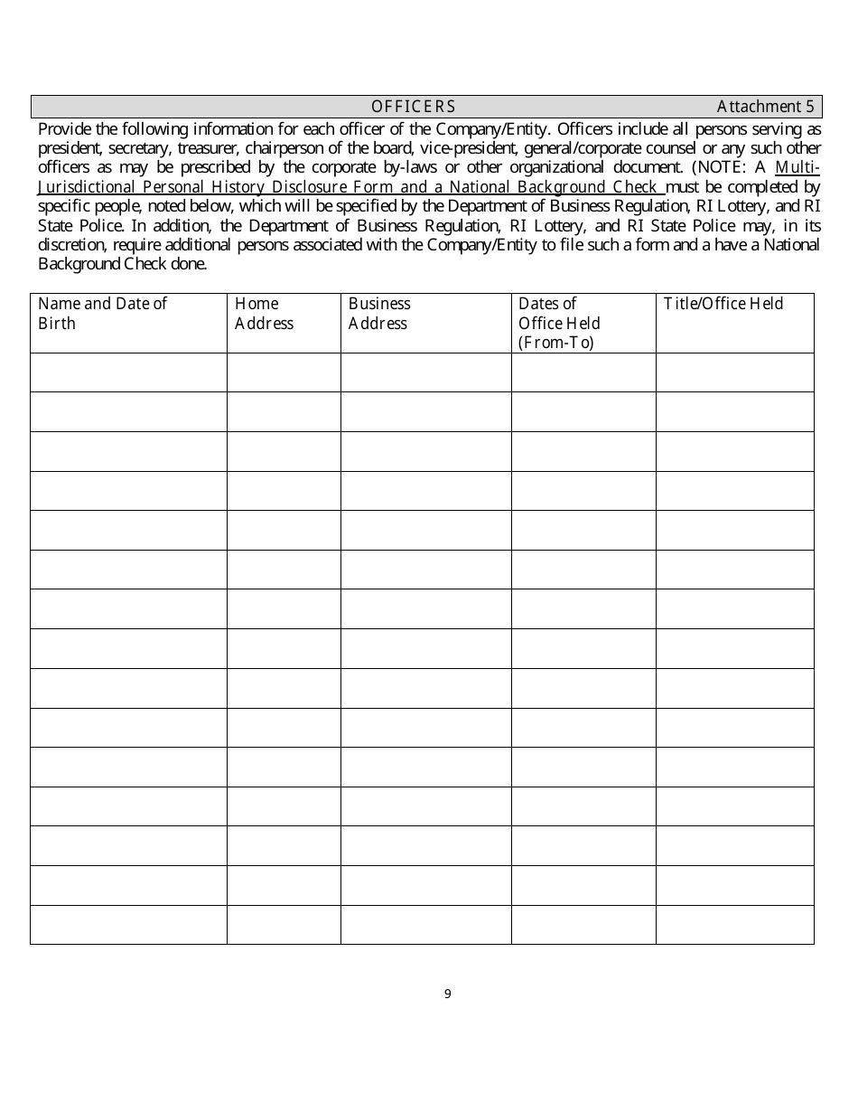 Gaming Vendor Application - Rhode Island, Page 9