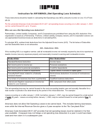 Instructions for Form AR1000NOL Net Operating Loss Schedule - Arkansas