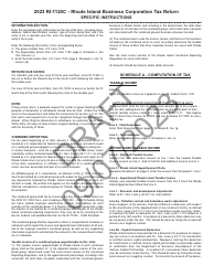 Instructions for Form RI-1120C Business Corporation Tax Return - Draft - Rhode Island