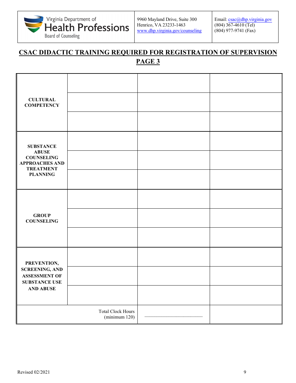 Csac Didactic Training Required for Registration of Supervision - Virginia, Page 3
