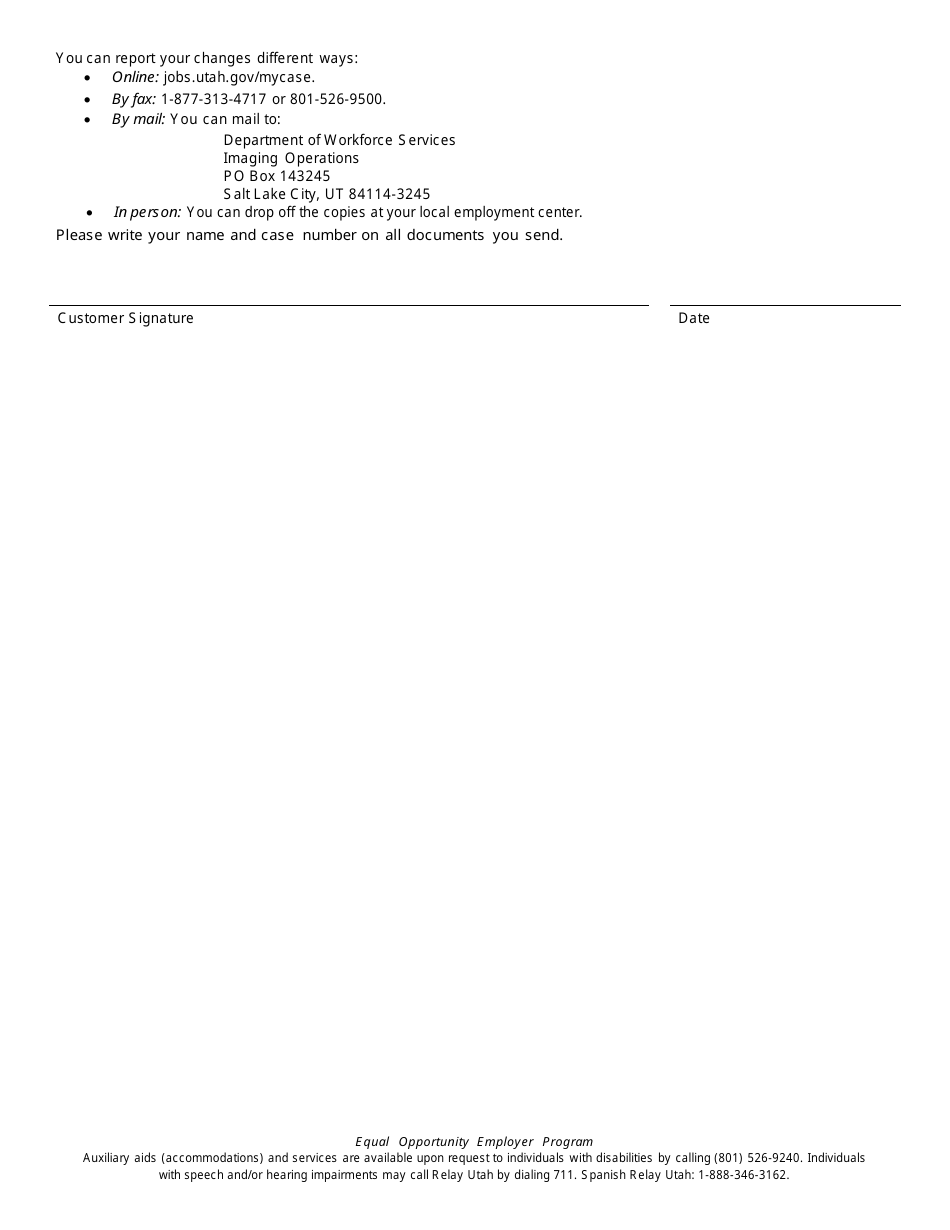 Form DWS-ESD475 Change Report Form - Utah, Page 3