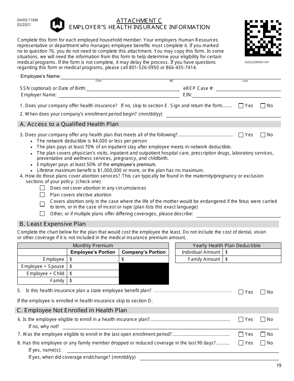 Form DWS-ESD61APP Application for Snap, Financial Assistance, Child Care, and Medical Assistance - Utah, Page 19