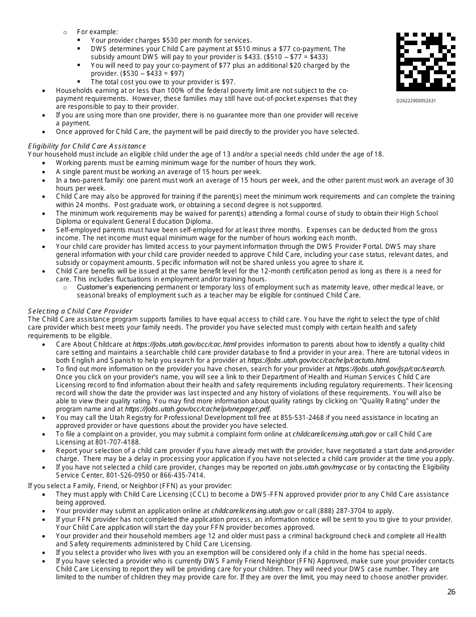 Form DWS-ESD61APP Application for Snap, Financial Assistance, Child Care, and Medical Assistance - Utah, Page 26