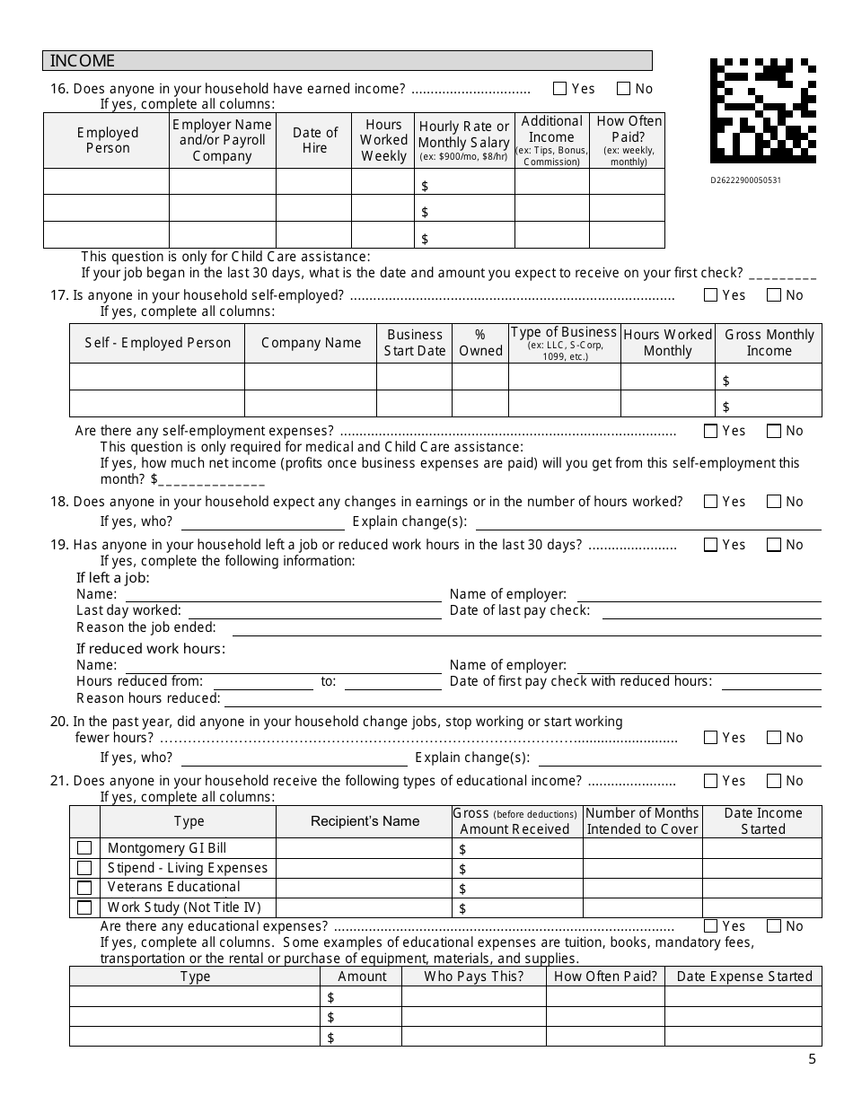 Form DWS-ESD61APP Application for Snap, Financial Assistance, Child Care, and Medical Assistance - Utah, Page 5
