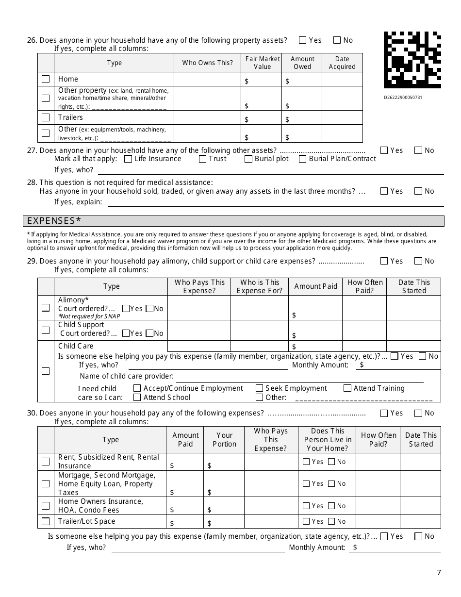 Form DWS-ESD61APP Application for Snap, Financial Assistance, Child Care, and Medical Assistance - Utah, Page 7