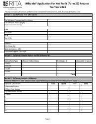 Document preview: Form 27 Rita Mef Application for Net Profit Returns - Ohio, 2023