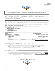 Document preview: Application for a Drilling, Completion and Production Operations Permit - City of Fort Worth, Texas