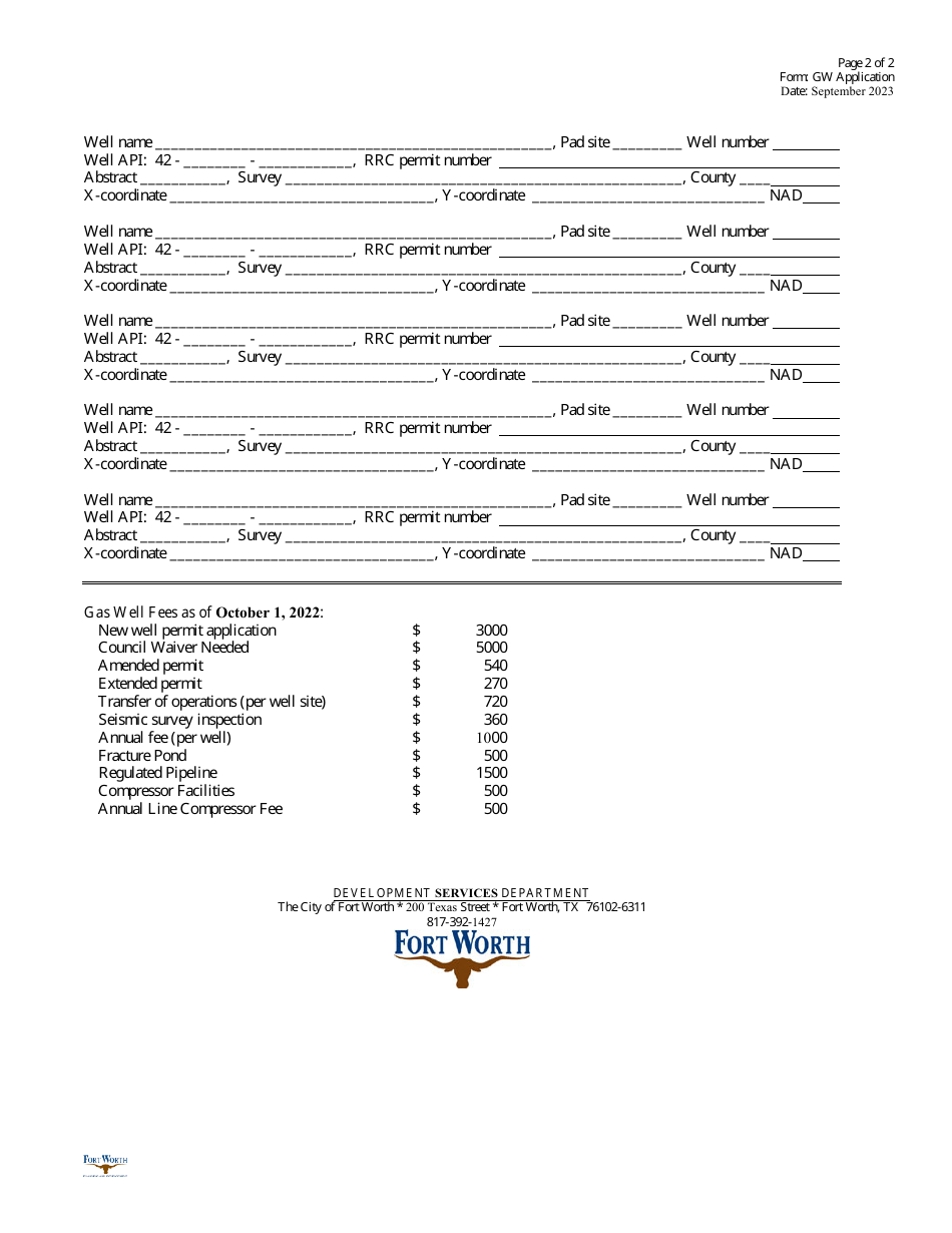 Application for a Drilling, Completion and Production Operations Permit - City of Fort Worth, Texas, Page 2