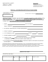 Document preview: Pistol License Recertification Form - Westchester County, New York