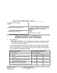 Form FL Parentage332 Response to Petition for a Parenting Plan, Residential Schedule and/or Child Support - Washington