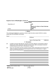 Form WPF JU02.0100 Motion for Order to Take Child Into Custody (Mt) - Washington