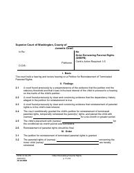 Form JU04.0820 Order Reinstating Parental Rights (Orrpr) - Washington