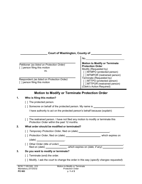 Form PO063  Printable Pdf