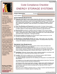 Document preview: Form 168 Code Compliance Checklist - Energy Storage Systems - City of Berkeley, California
