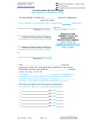 Document preview: Form DC19:23 Request for Modification to Harassment Protection Order - Nebraska (English/Spanish)