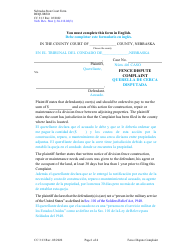 Document preview: Form CC3:13 Fence Dispute Complaint - Nebraska (English/Spanish)