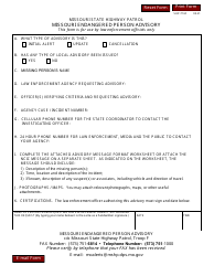 Form SHP-716 Missouri Endangered Person Advisory - Missouri, Page 2
