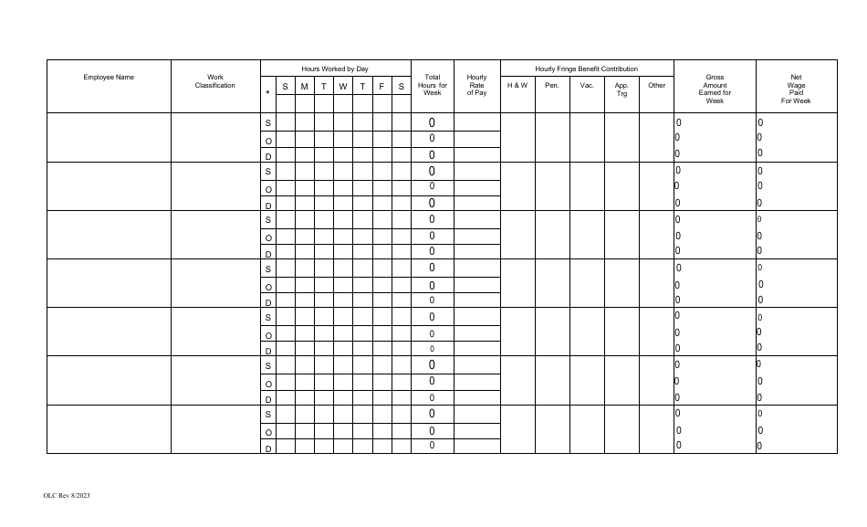 Weekly Wage and Hour Report of Public Work Contractors - Nevada, Page 2