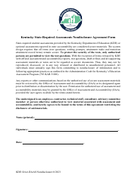 Document preview: Kentucky State-Required Assessments Nondisclosure Agreement Form - Kentucky