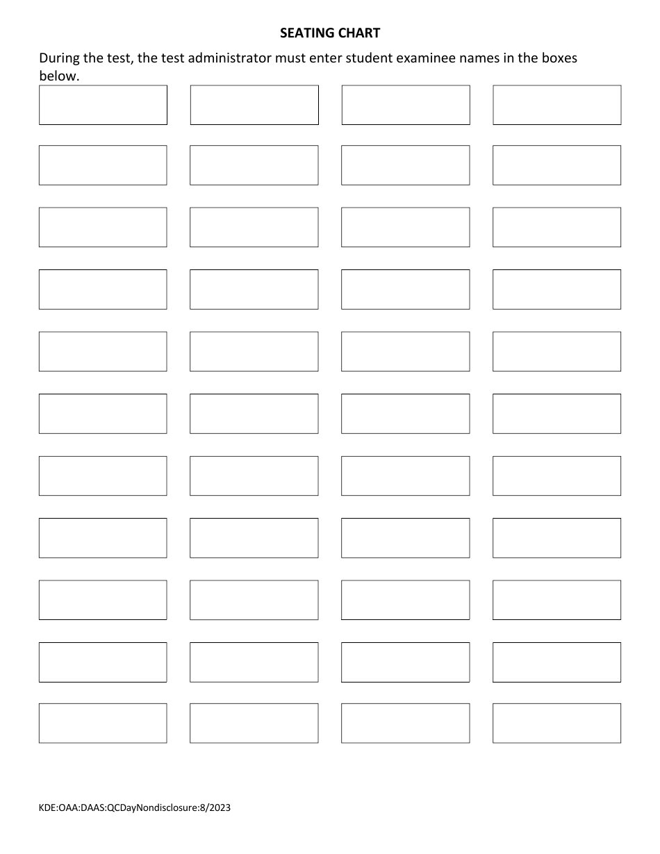 Large Group Testing - Seating Chart Form - Kentucky, Page 2