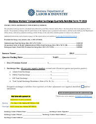 Montana Workers&#039; Compensation Surcharge Quarterly Remital Form - Montana