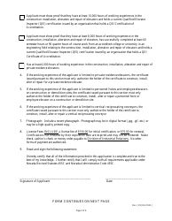 Application for Issuance or Renewal of a Certificate to Work as an Elevator Mechanic - Nevada, Page 2