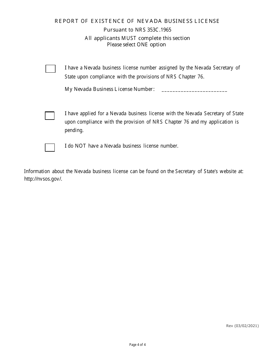 Application for Issuance or Renewal of a Certificate of Competency to Work as an Elevator Special Inspector - Nevada, Page 4