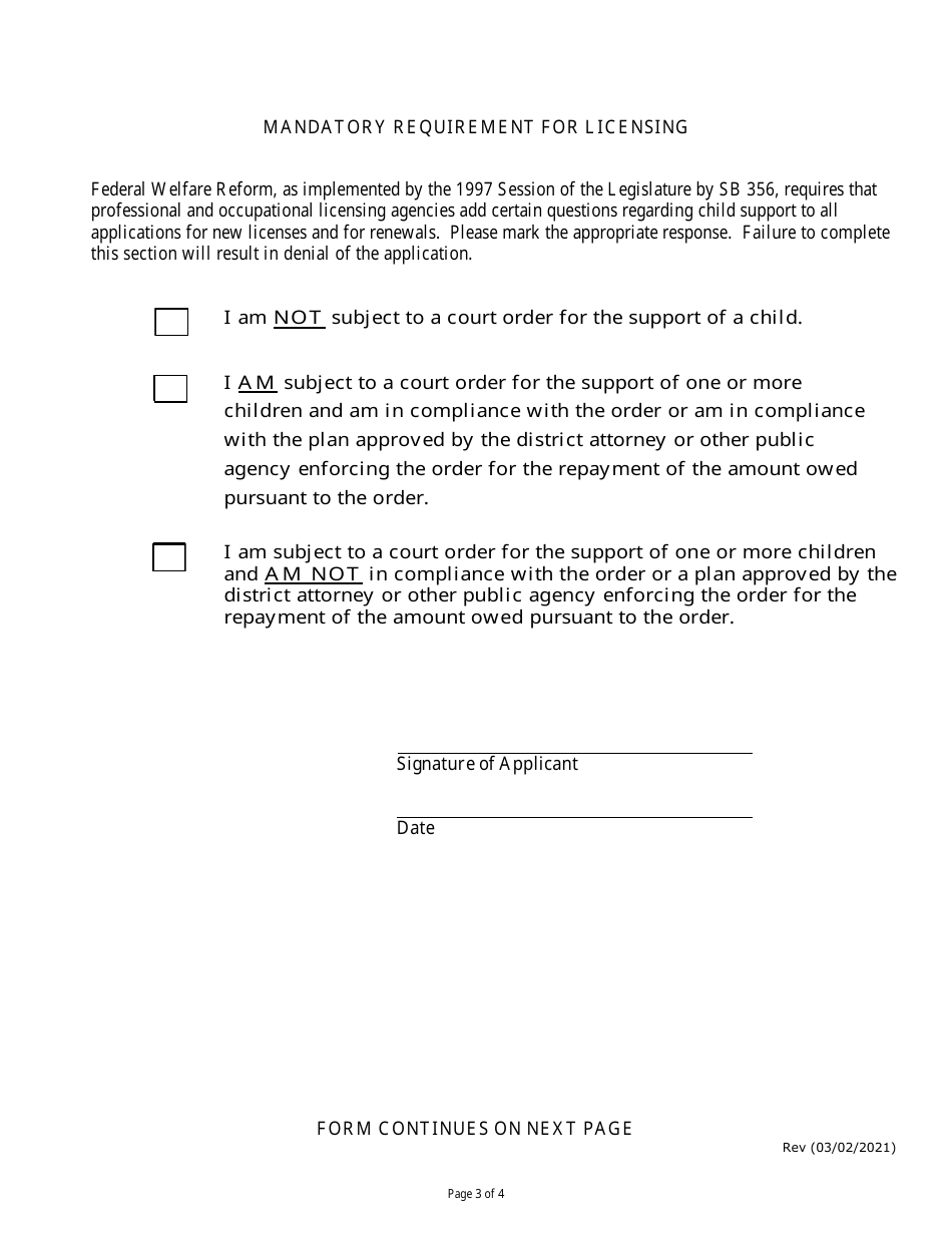 Application for Issuance or Renewal for an Elevator Mechanic Apprentice / Helper Work Card - Nevada, Page 3