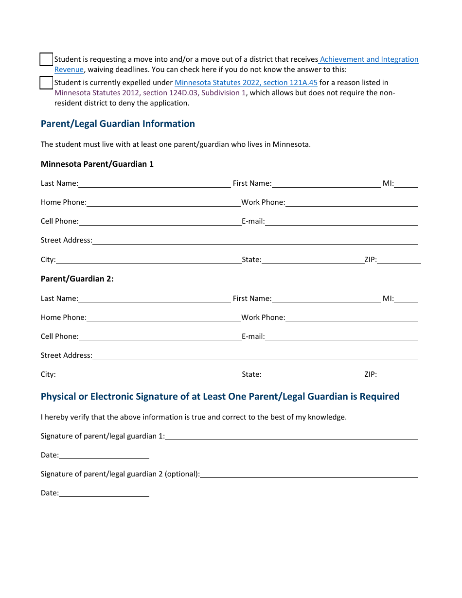 General Statewide Enrollment Options Application for K-12 and Early Childhood Special Education - Minnesota, Page 3