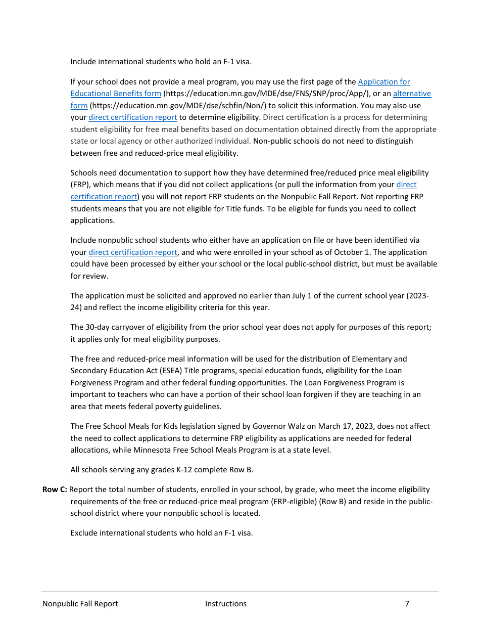 Form ED-00027-48 Nonpublic Fall Report - Minnesota, Page 7
