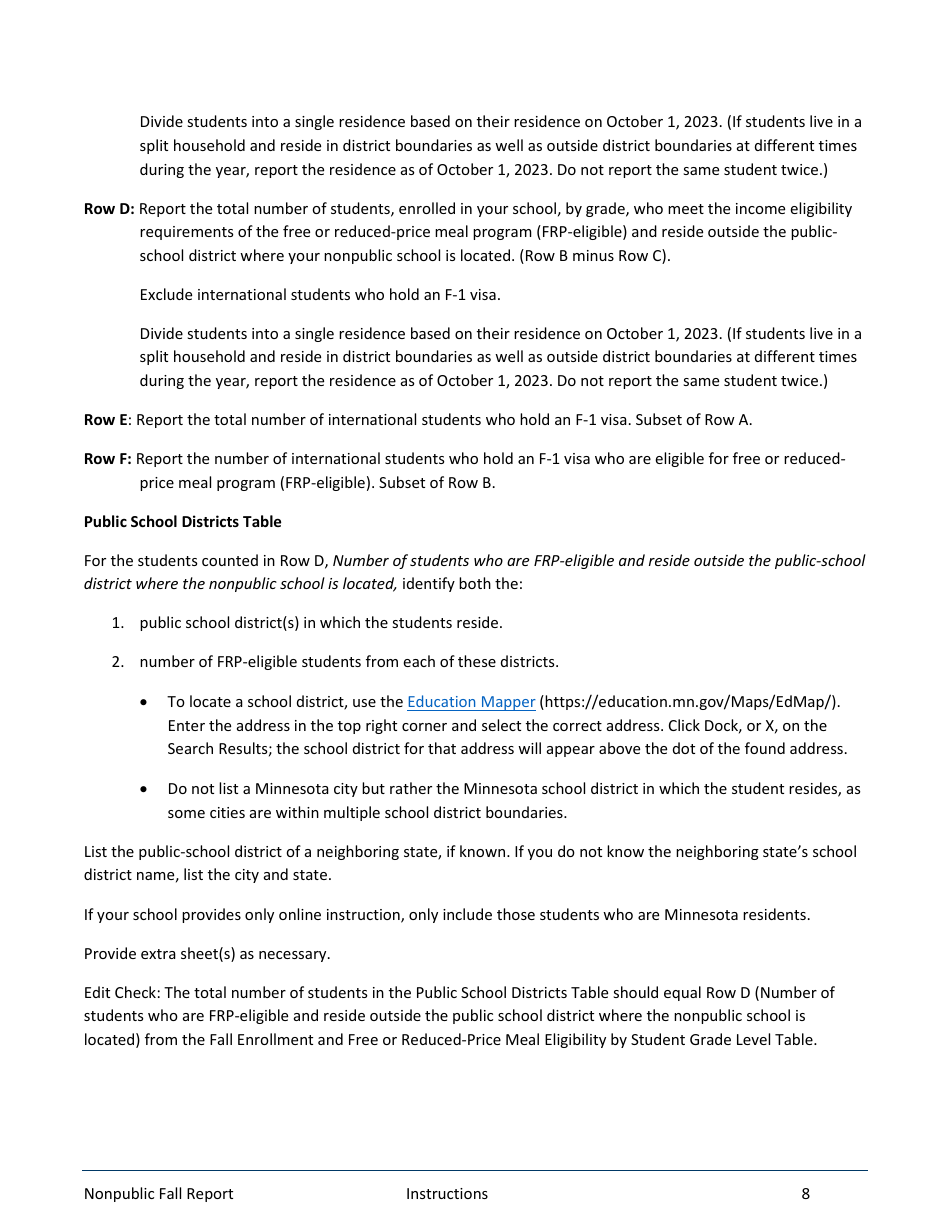 Form ED-00027-48 Nonpublic Fall Report - Minnesota, Page 8