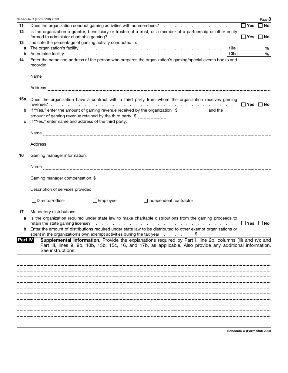 IRS Form 990 Schedule G Supplemental Information Regarding Fundraising or Gaming Activities, Page 3