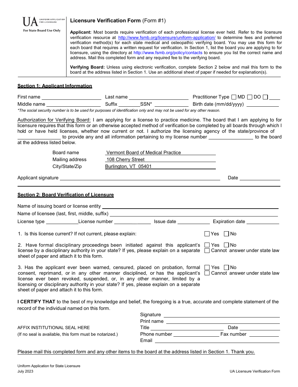 Affidavit and Authorization for Release of Information - Vermont, Page 2