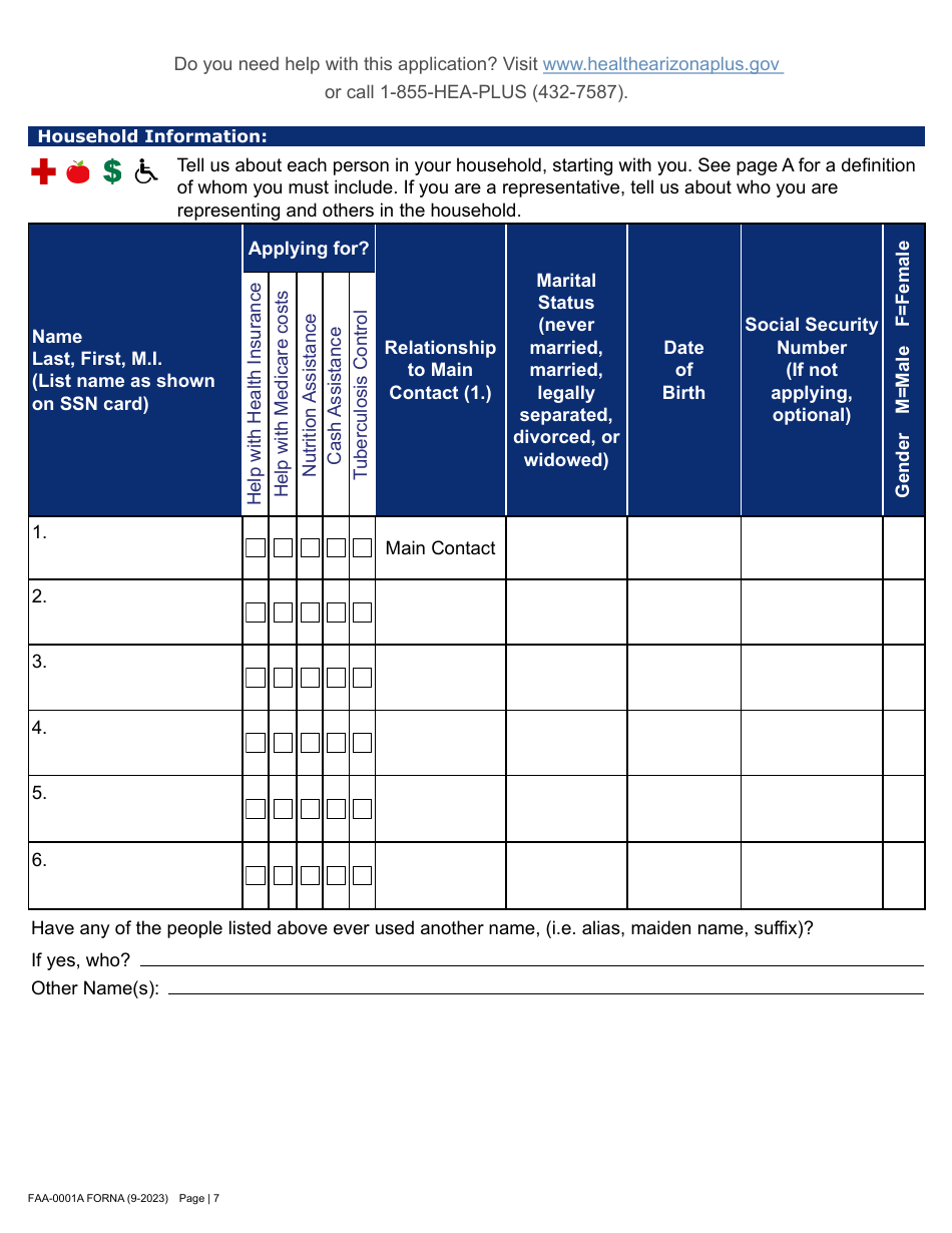 Form FAA-0001A Application for Benefits - Arizona, Page 17