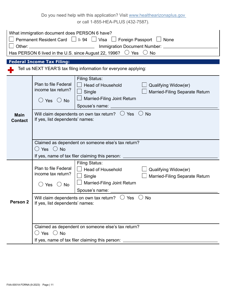 Form FAA-0001A Application for Benefits - Arizona, Page 21