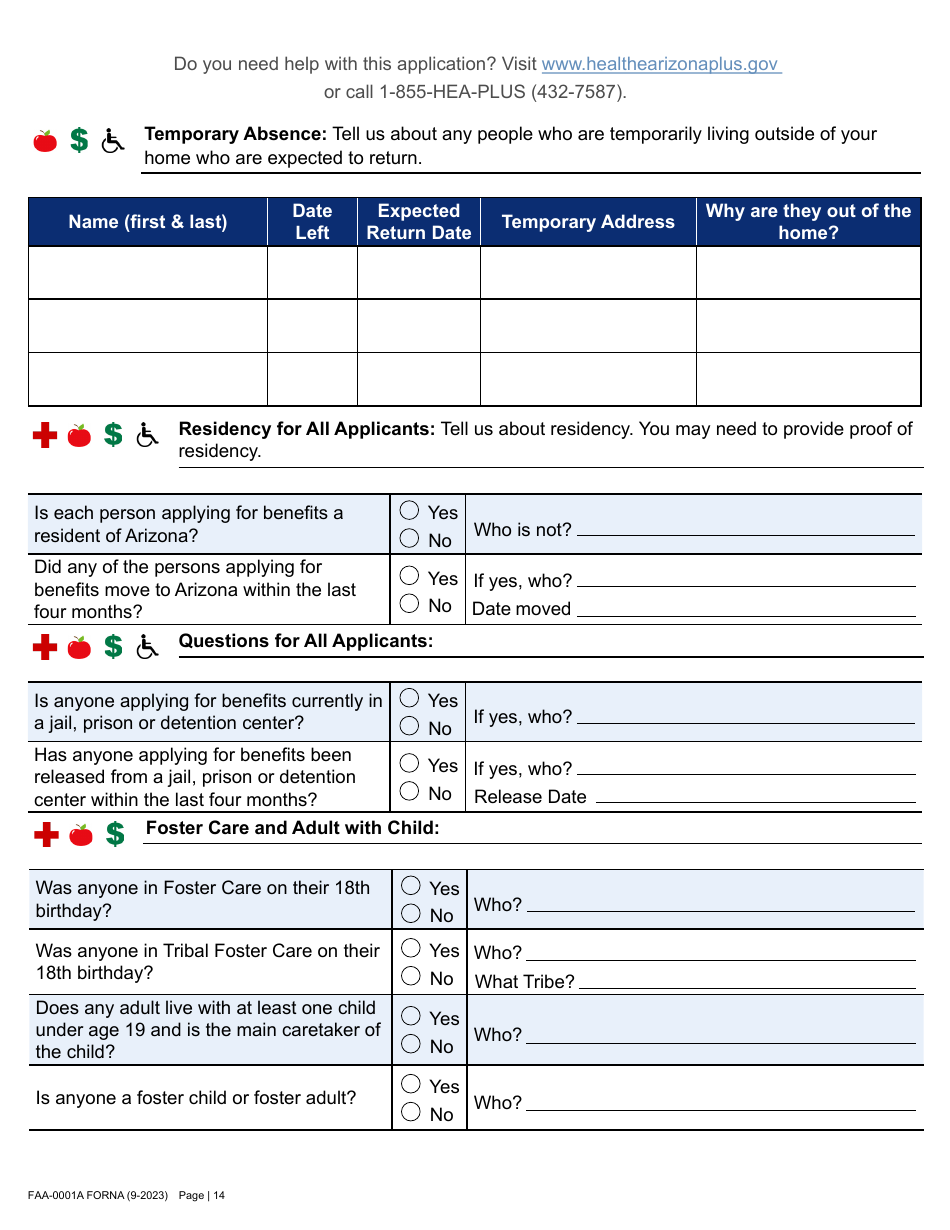 Form FAA-0001A Application for Benefits - Arizona, Page 24