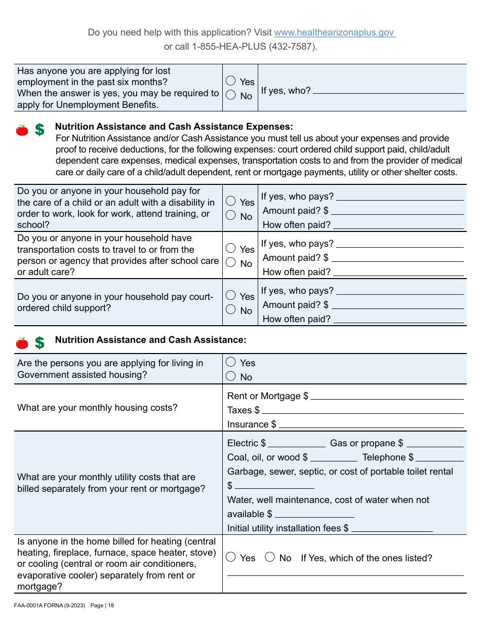 Form FAA-0001A Application for Benefits - Arizona, Page 28