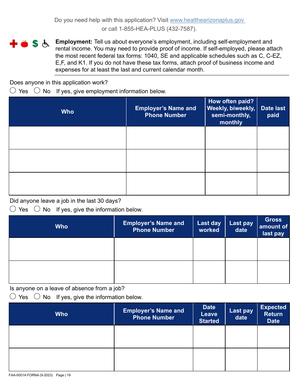 Form FAA-0001A Application for Benefits - Arizona, Page 29