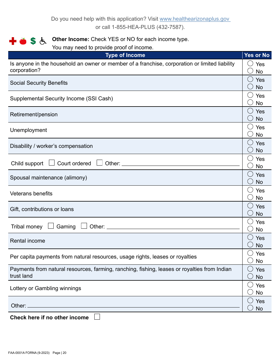 Form FAA-0001A Application for Benefits - Arizona, Page 30