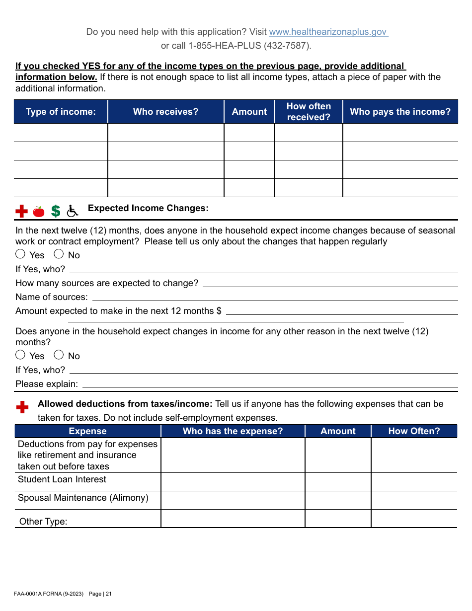 Form FAA-0001A Application for Benefits - Arizona, Page 31