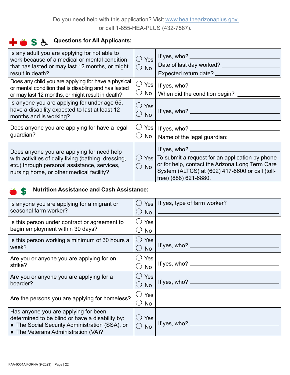 Form FAA-0001A Application for Benefits - Arizona, Page 32